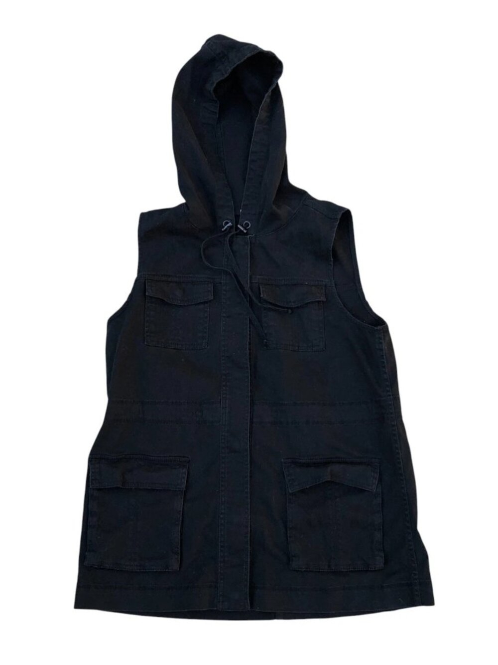 MATTY M Sleeveless Hooded Jacket Vest Women's MEDIUM Black